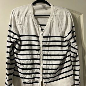 Black and White Striped Cardigan